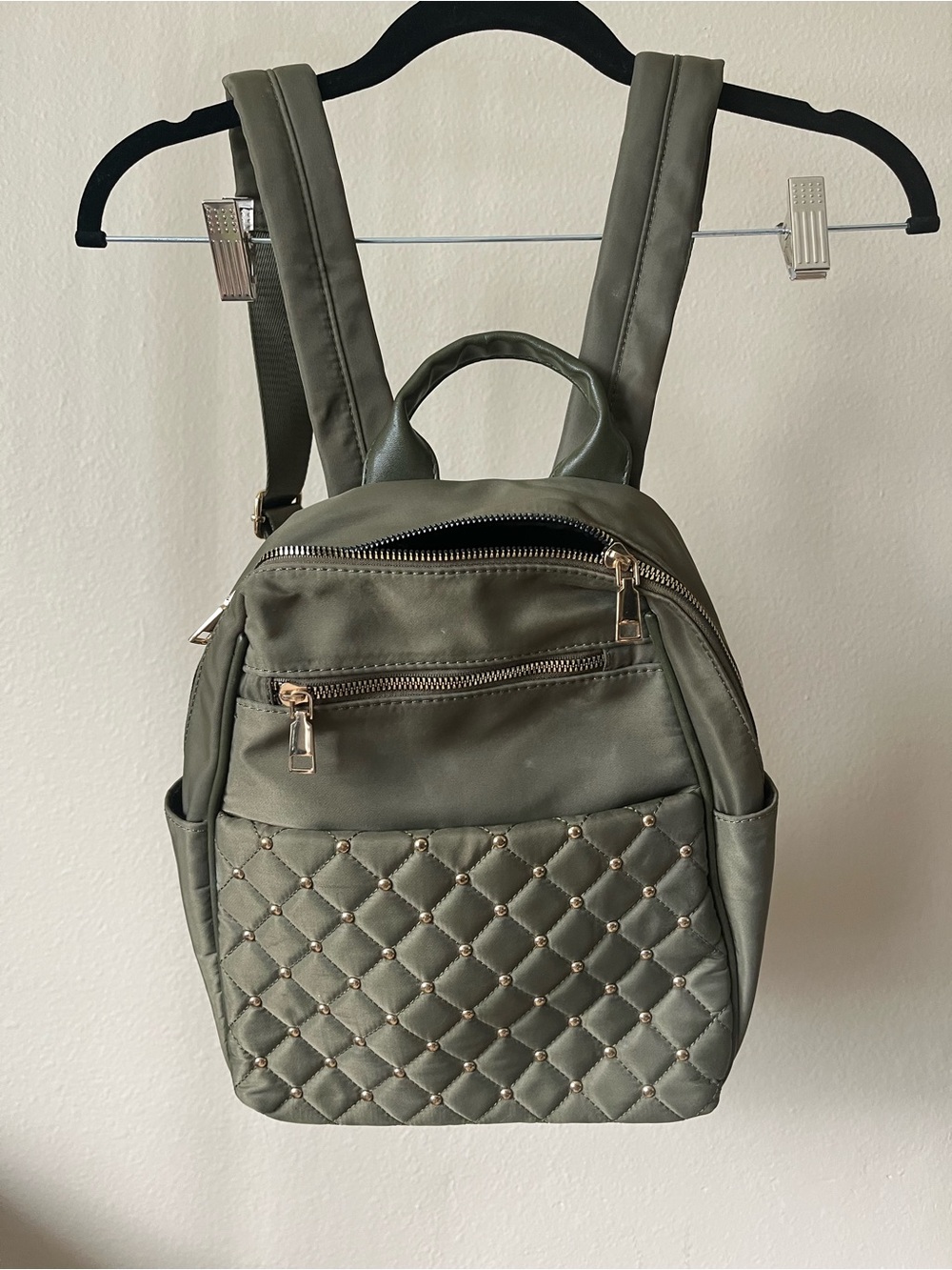 Quilted Mini Backpack in Olive Green